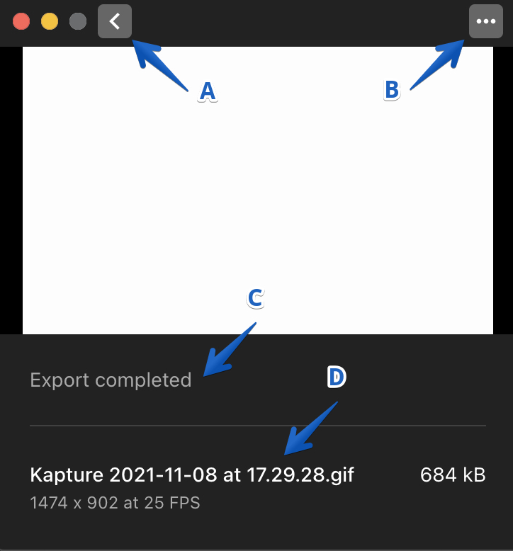 Labelled exports menu